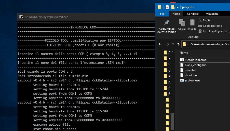 Upload del firmware che riguarda costruire un sensore di movimento