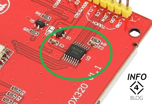 Particolare del LCD ILI9341 con la sigla HR2046